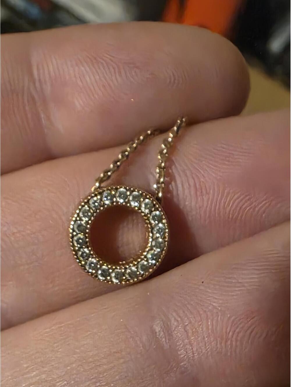 Pandora Ale Mei Rose Gold Plated 925 Circle Pendant Necklace with Clear Crystals